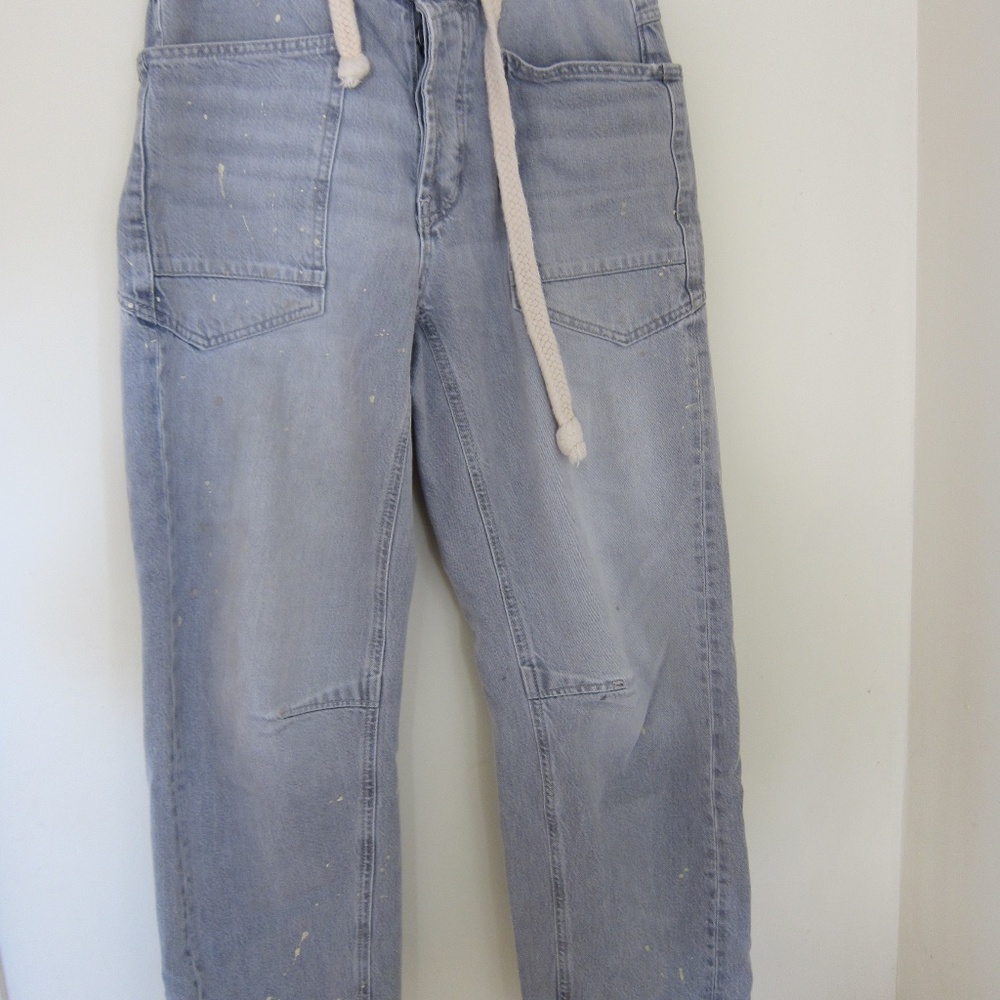 Free People Low Slung Barrel Pull on Jeans in Little Darlin